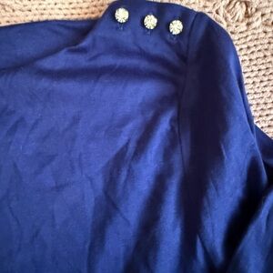 Navy Blue Top with Button Accents